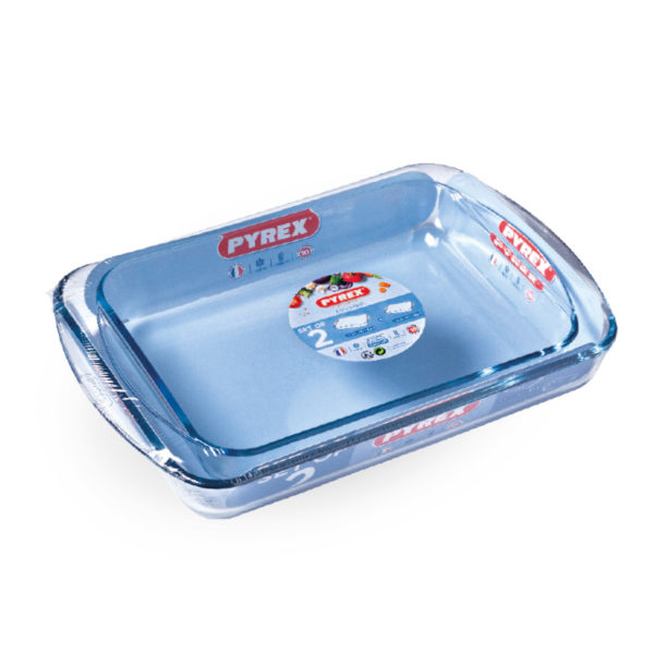 SET OF 2 RECTANGULAR ROASTERS, PYREX-0